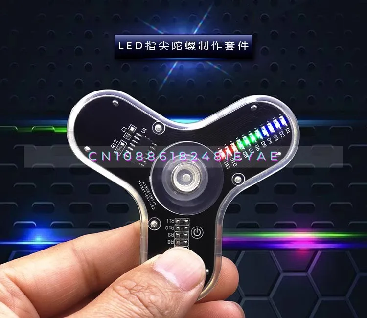 LED Fingertip Gyro Production Kit 3-leaf Luminous Gyro DIY Spare Parts, Electronic Training, Skill Training Materials