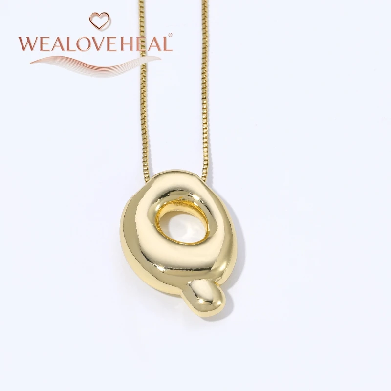 lange kette，halsketten herren，muttertagsgeschenk，schmuck frauen，halskette，18K Vergoldete Messing A-Z Ballon-Buchstaben-Halskette, Puff-Buchstaben-Anhänger, Klobiger Glänzender Personalisierter Namens-Alphabet-Schmuck – Detail 35