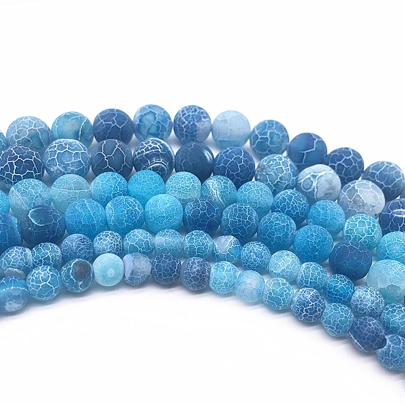 6/8/10mm Frost Cracked Dream Fire Dragon Veins Round Loose Beads For Jewelry Making 15\