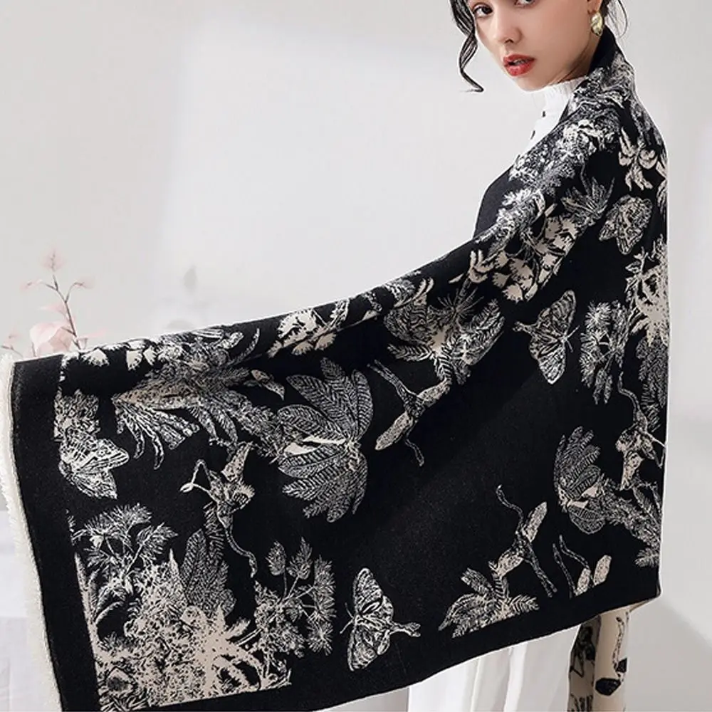 

Шарф в этническом стиле с принтом, модная имитация кашемира, теплая шаль, аксессуар, двусторонняя накидка для путешествий и отпуска