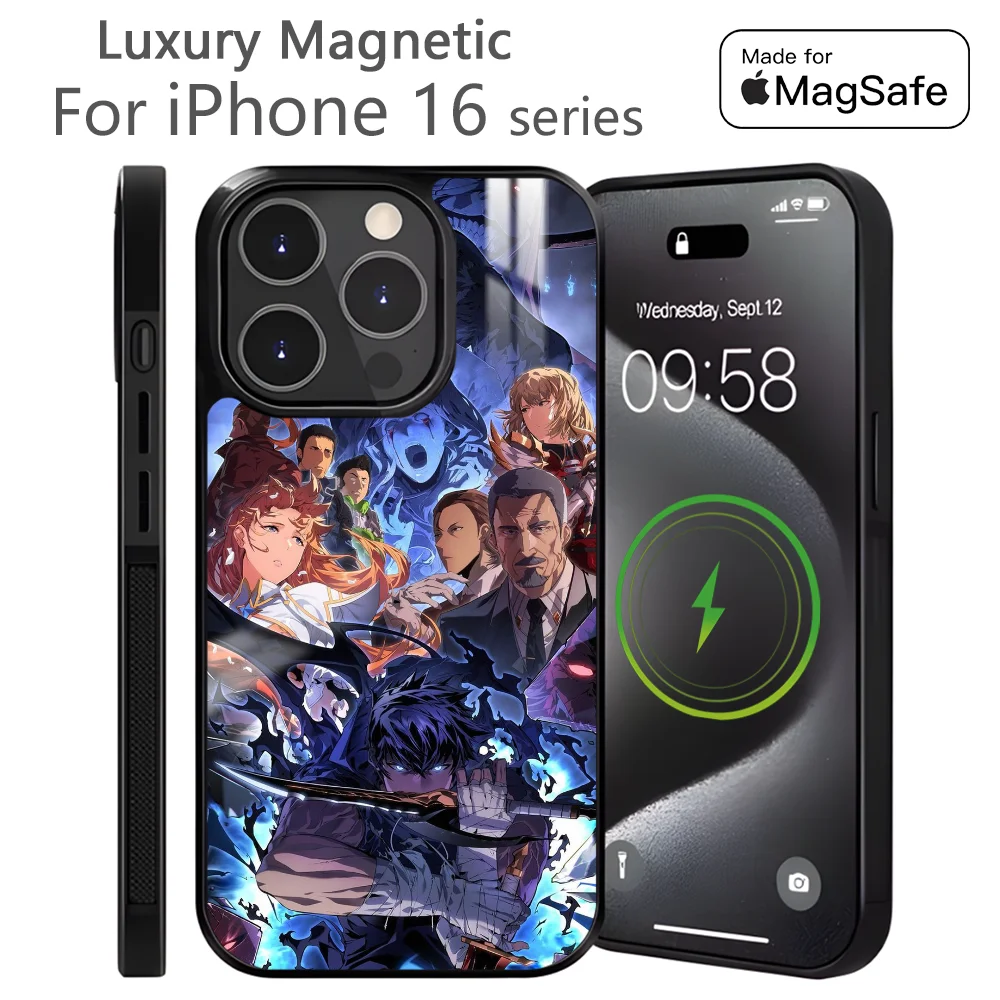 Anime S-Solo Levelings Phone Case For iPhone 16 15 14 13 12 11 Pro Max Plus Mini Magnetic Magsafe Wireless Charging Cover