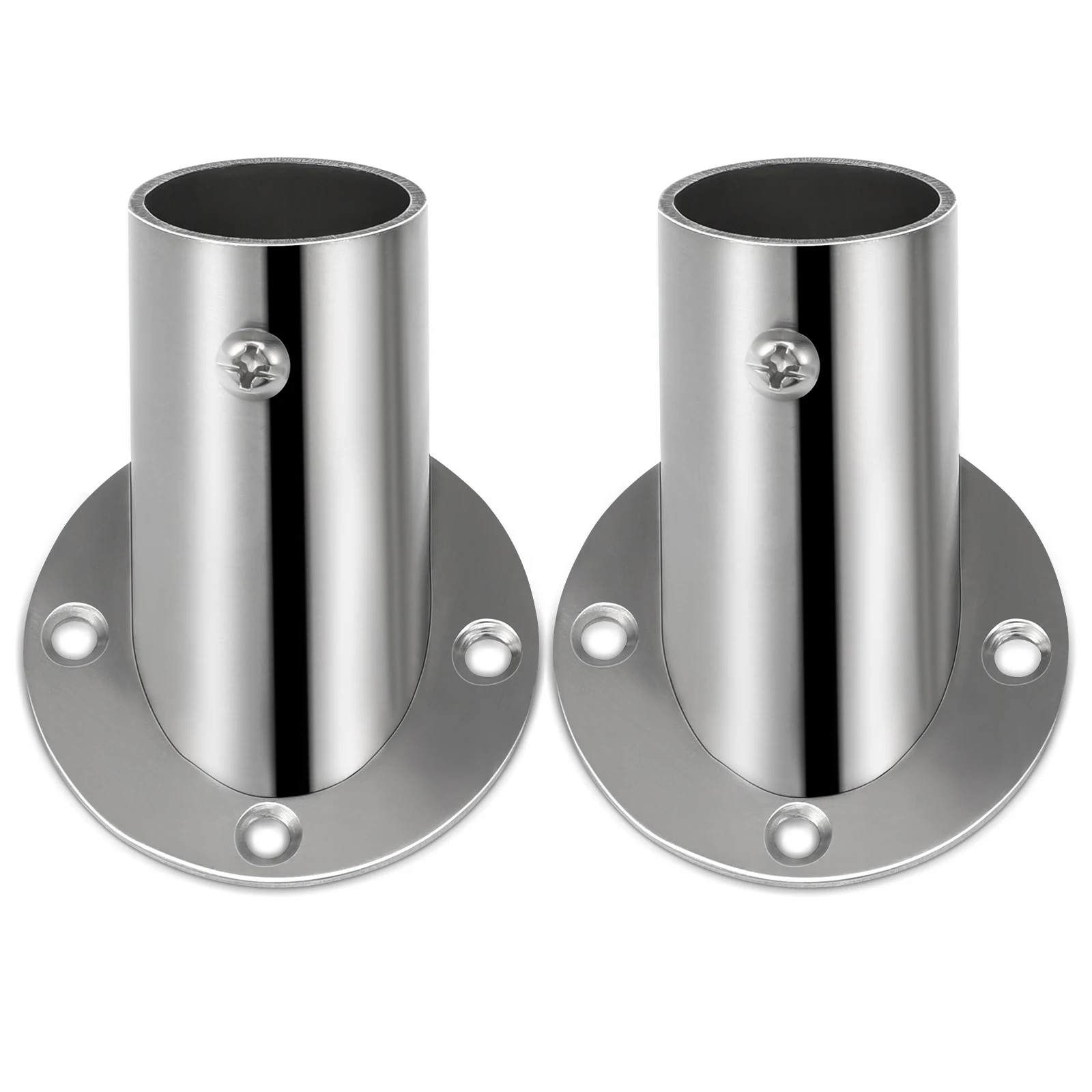 2Pc Stainless Steel Flange Diagonal fixed seat Rail Rod Holder Wardrobe Pole Pole Socket Wardrobe Bracket End Support Hardware