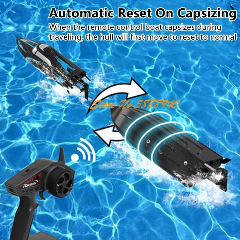 Automatic Correction Navigation RC Speedboat Boat Model 2.4G 35KM/H Low Electrical Warning Waterproof Design Remote Control Boat