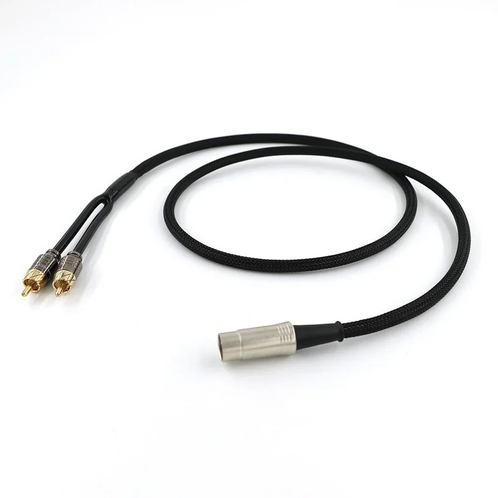 High-end HiFi Audio Phono Cable OFC Audio Cable with Gold-plated Two RCA Connectors and Rhodium-plated 5-pin DIN Plug