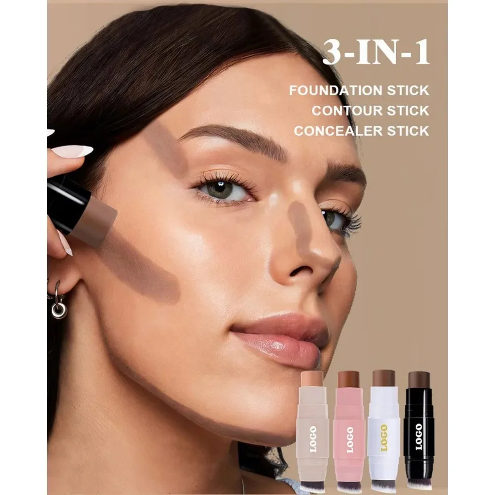 2 in 1 Dual Head Concealer Highlighter Stick Waterproof Contour Brightening Private Label Custom Logo Vegan Makeup Wholesale