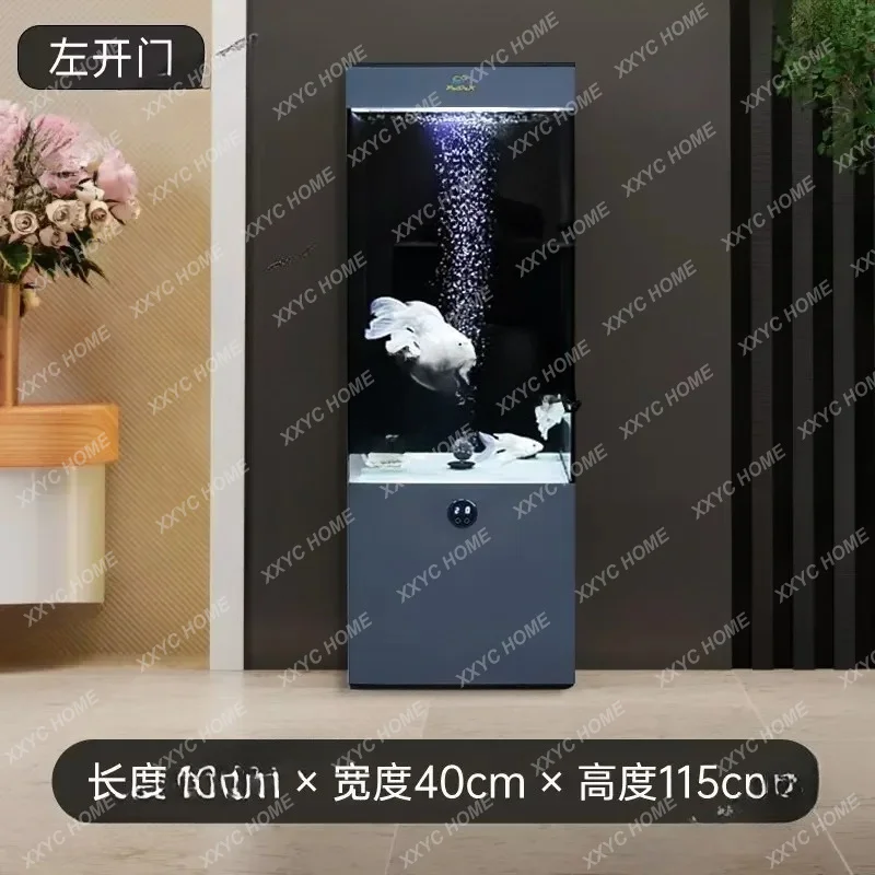 Hot sales New goldfish tank living room TV cabinet next to the floor-to-ceiling silent ultra-white glass vertical square ecologi