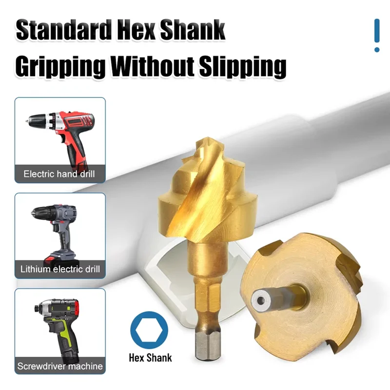 ABMO PPR Lifting,Stepped Drill Bit 6Pcs Tool Set Hexagon Shank Water Pipe Connection Tool 20-63Mm For Water Pipe Reaming