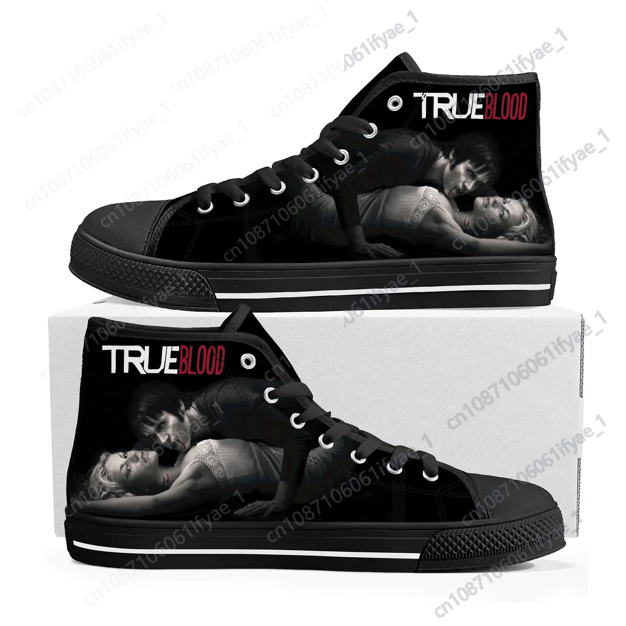 True Blood High Top Sneakers Mens Womens Teenager Anna Paquin Stephen Moyer Canvas Sneaker couple Shoe Casual Custom Made Shoes