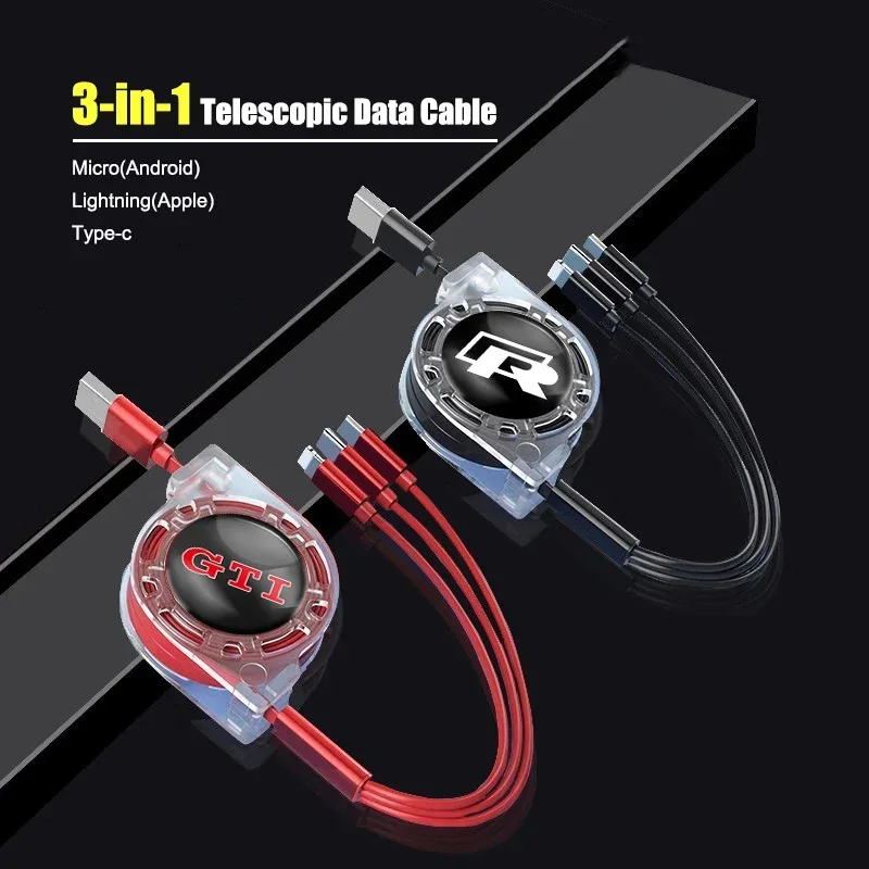 

Кабель для быстрой зарядки 3 в 1 (Type-C, USB, Micro) для VW GTI, Atlas, Jetta, Touareg, Variant, Golf, Polo, Taos, Nivus, Passat, Tiguan, Arteon