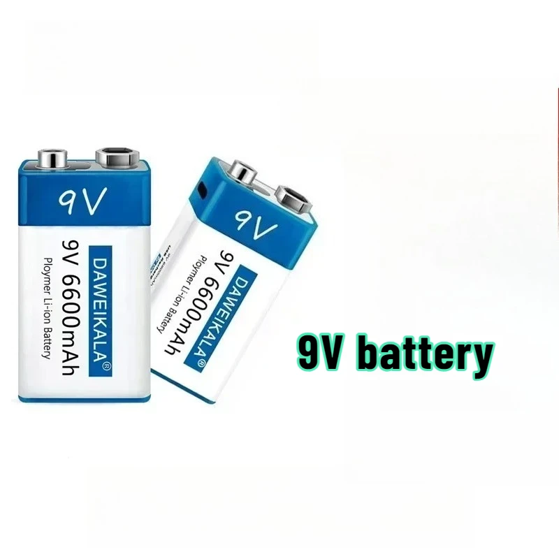 9V 6600mAh Battery Li-ion Rechargeable Battery Type-C USB Batteries 9V Lithium for Multimeter Microphone Toy Remote Control