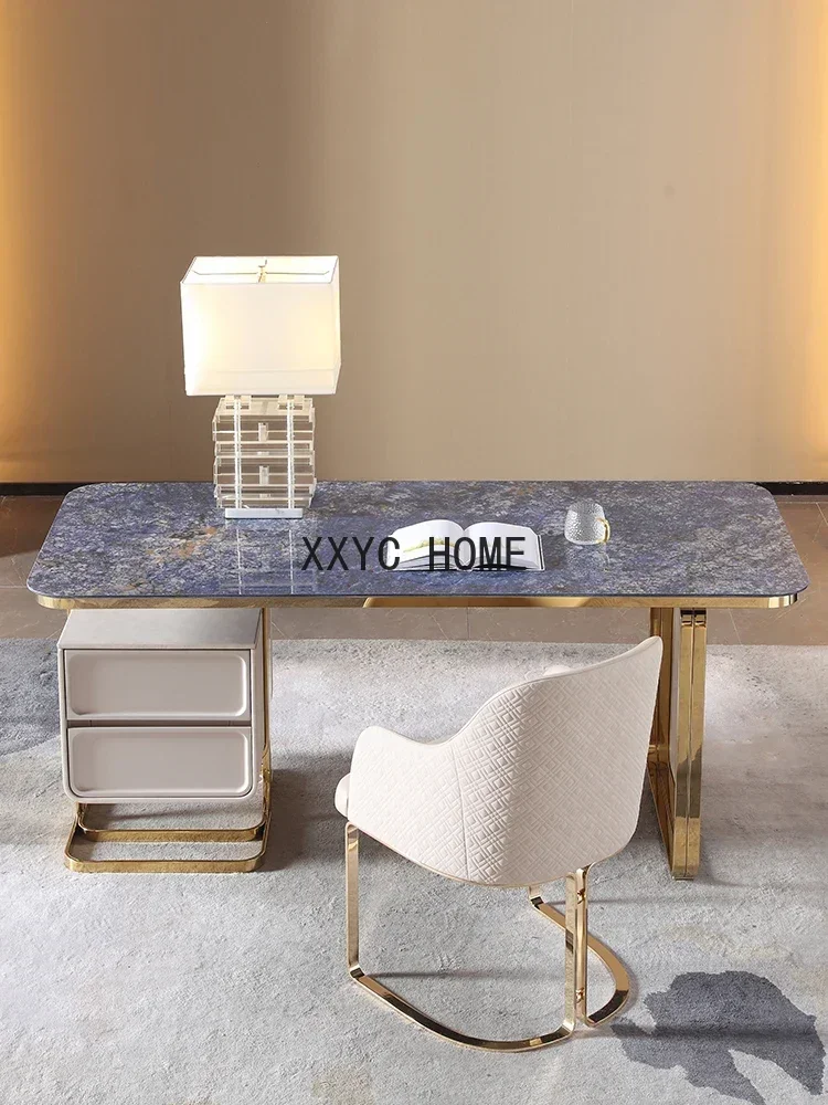 Picture 3: High-Grade Light Luxury Stone Rock Board Desk Modern Study Desk