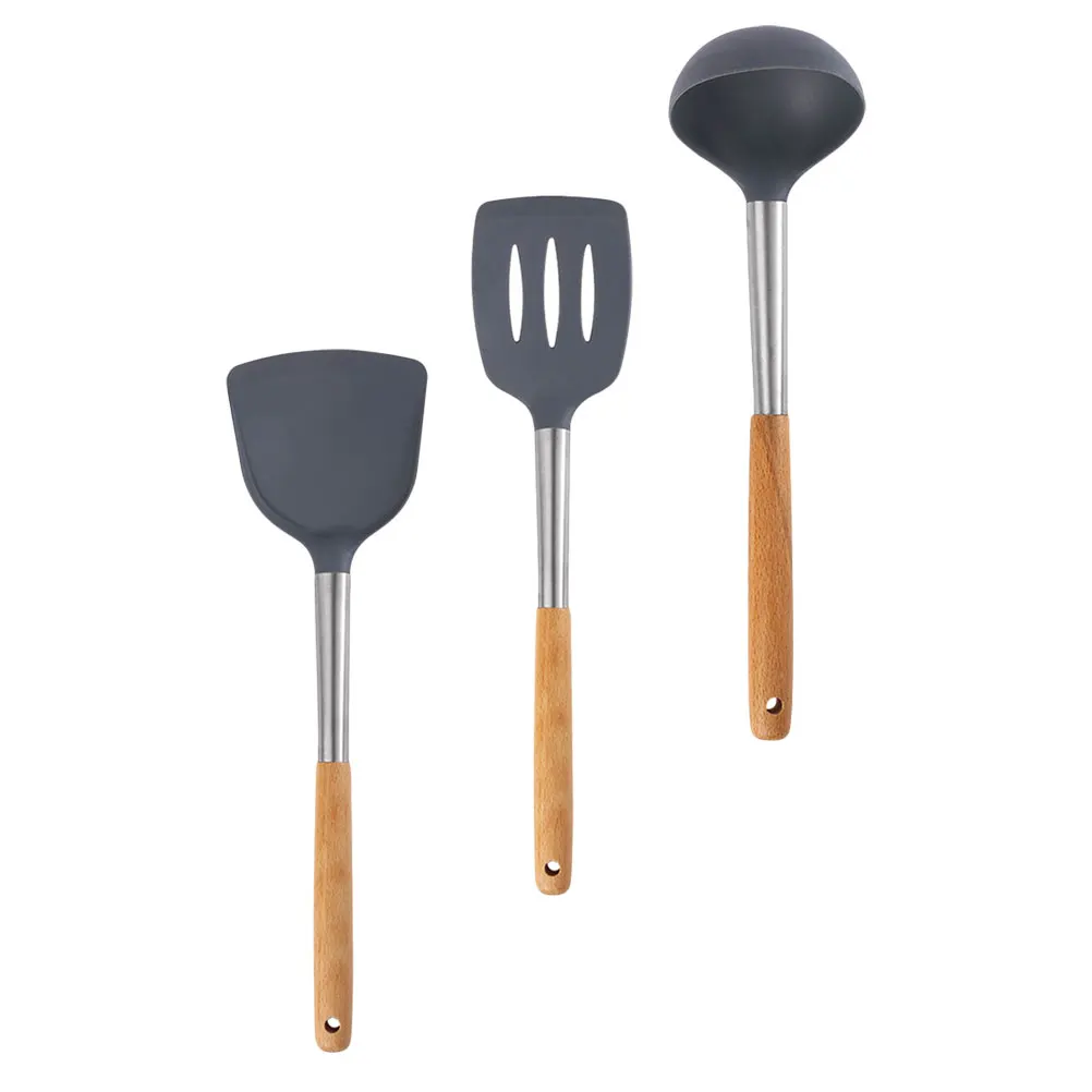 1 set Cooking Tool Set Non-stick Kitchen Utensils Handle Spoon Spatula Stir Fry Practical Easy Clean Storage Cooking