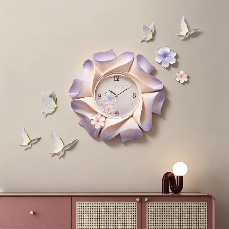 Round Purple Wall Clock Fashion Elegant Upgrade Design Bedroom Digital Clock Aesthetic Luxury Relojes De Pared Home Decor Items