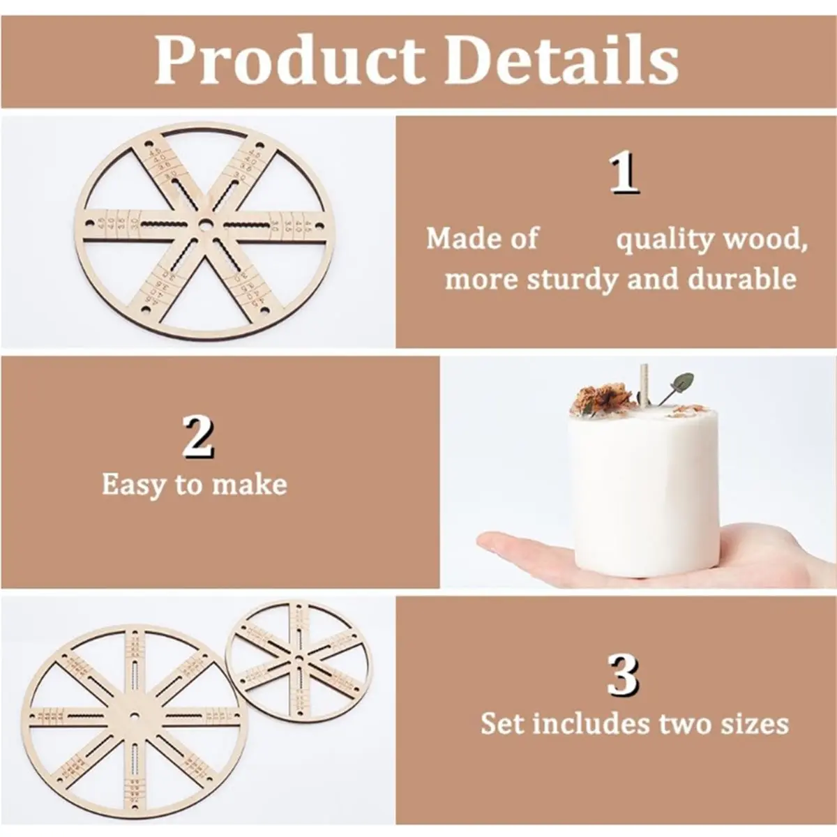update. 2pcs Wick Centering Tool Set, Burlywood Wood Candle Wick Holders, Flat & Round Stabilizers for DIY Candle Making