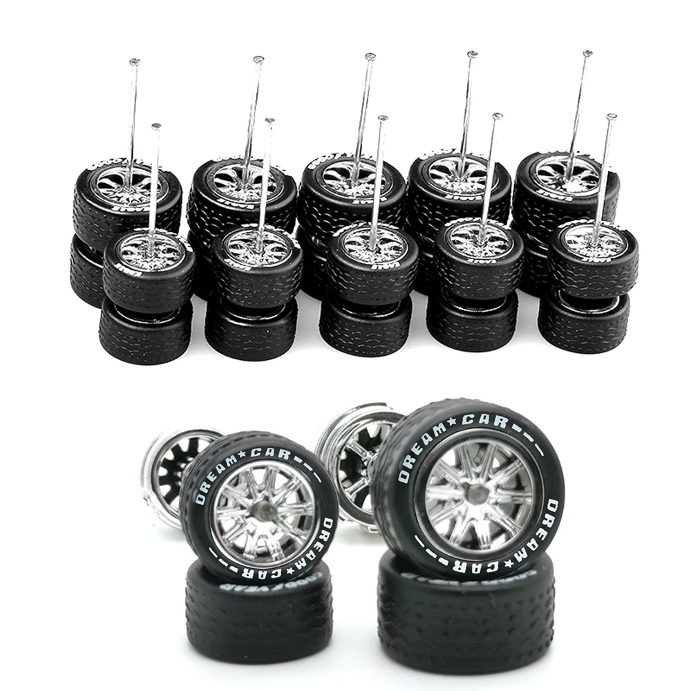 1Set 1/64 Wheels for Model Cars with Rubber Tires Type for 1:64 Model Toy Car Diecast Modified Kit Miniature Parts