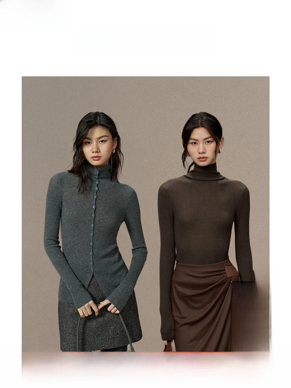 

Универсальный двусторонний шерстяной кардиган с высоким воротником, повседневный женский вязаный свитер для зимнего сезона