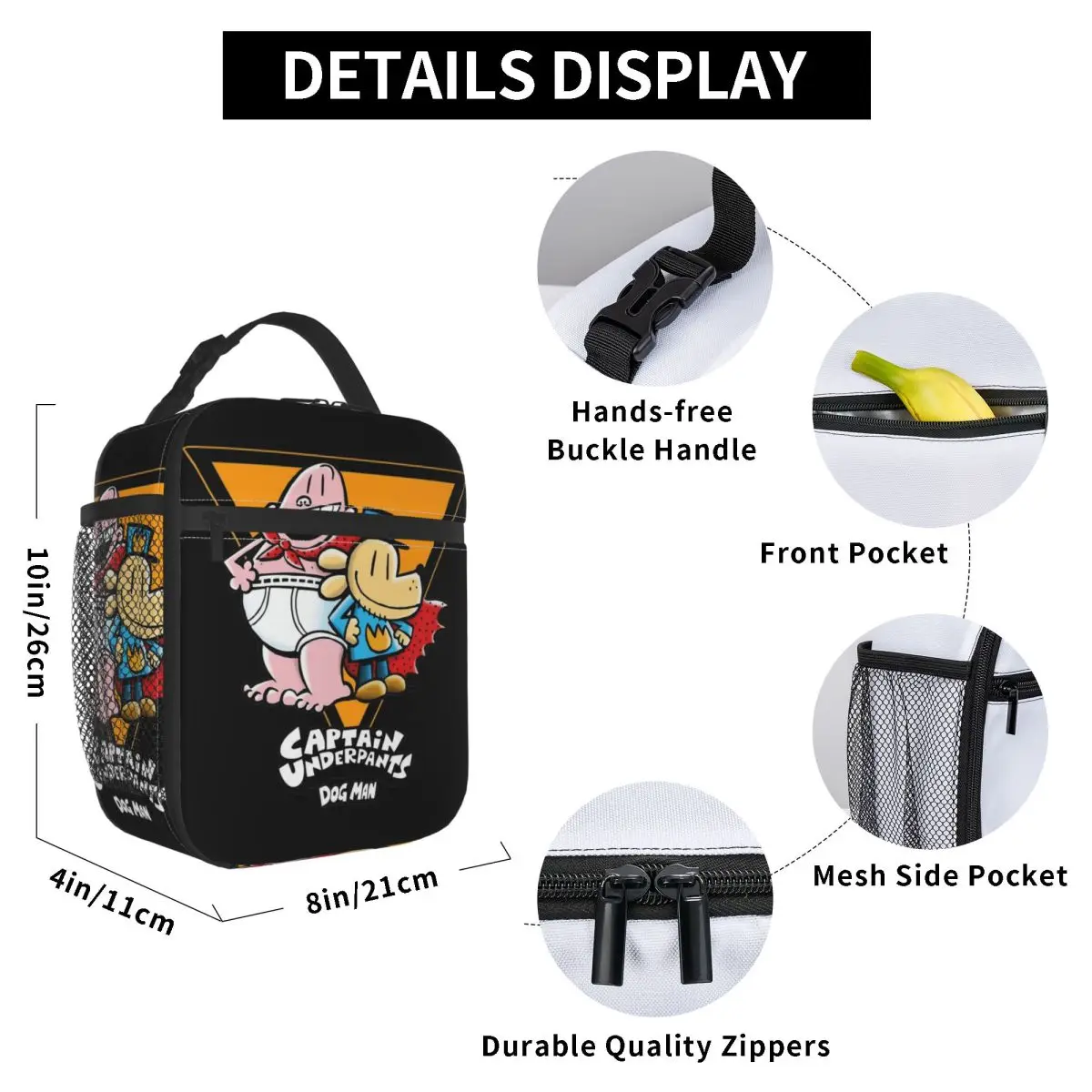 Captain Underpants And Dog Man Insulated Lunch Bag for Men Women Funny Cartoon Food Container Portable Thermal Cooler Lunch Box