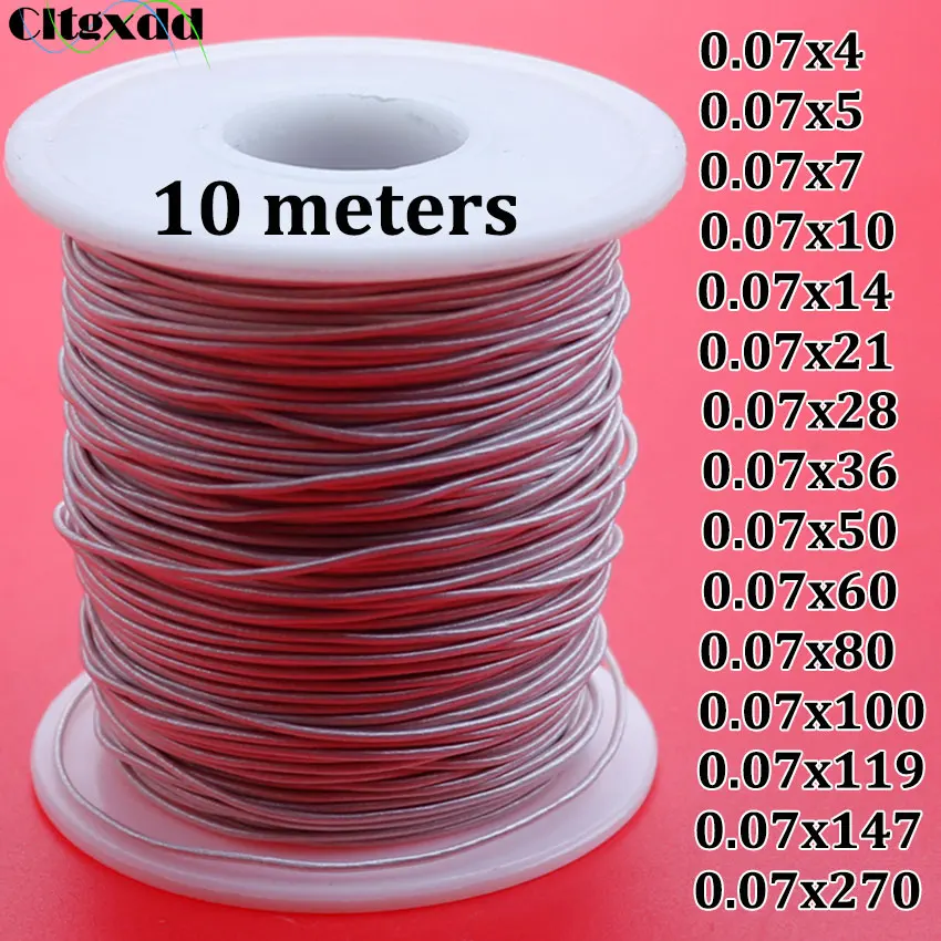 0.07x100 0.07x147 0.07x270 Strands Litz Copper Wire Mine Antenna Multi Core Stranded Polyester Silk Yarn Braided Cable 0.07mm
