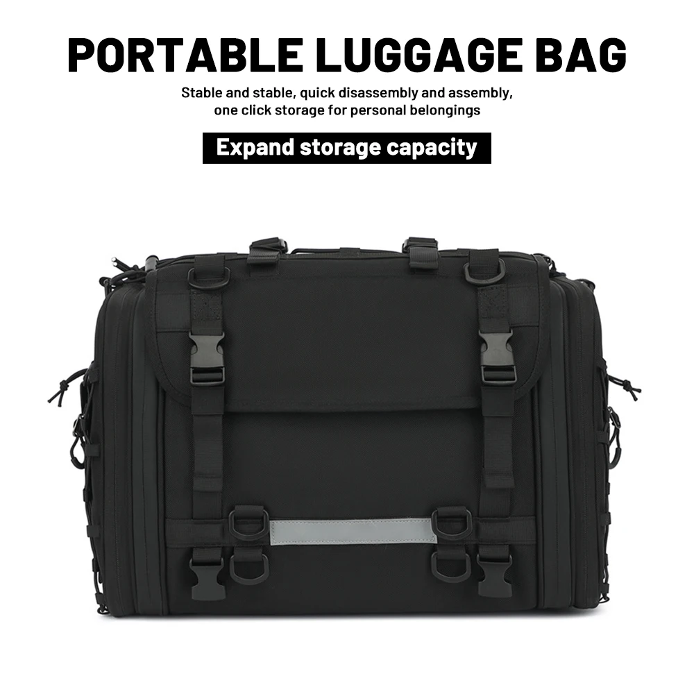 Universal Motorcycle Travel Luggage Bag Waterproof Expandable Big Outdoor Travel Bag Reflective Durable