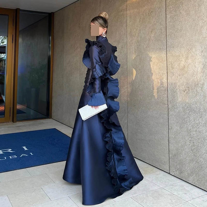 Thinyfull Formal Mermaid Prom Dresses Long Sleeve High Neck Evening Dress Saudi Arabia Cocktail Party Prom Gowns Custom Size