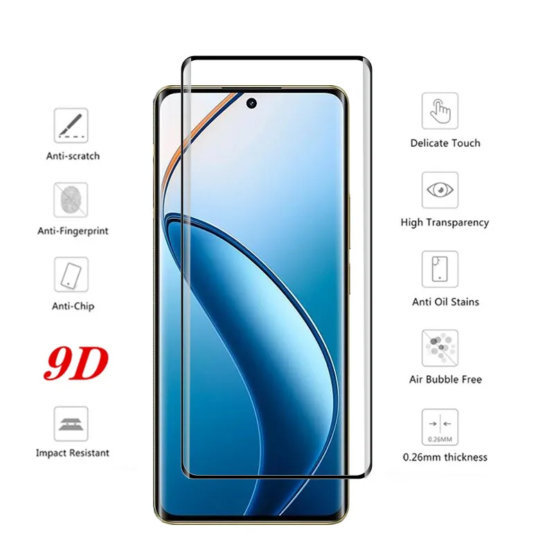 For Realme 12 Pro Plus Tempered Glass 9D Front Film Curved Edge Full Protection For Realme 12 Pro Plus Soft Camera film