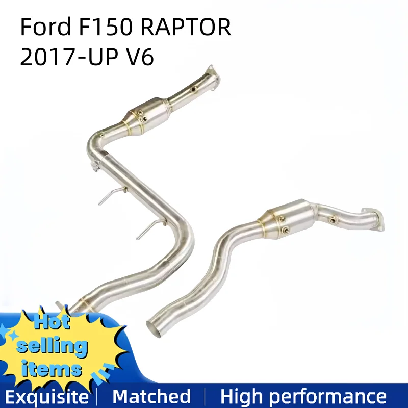 The high performance exhaust downpipe is used in the Ford F150 RAPTOR 2017-UP 3.5TT stainless steel automotive exhaust system