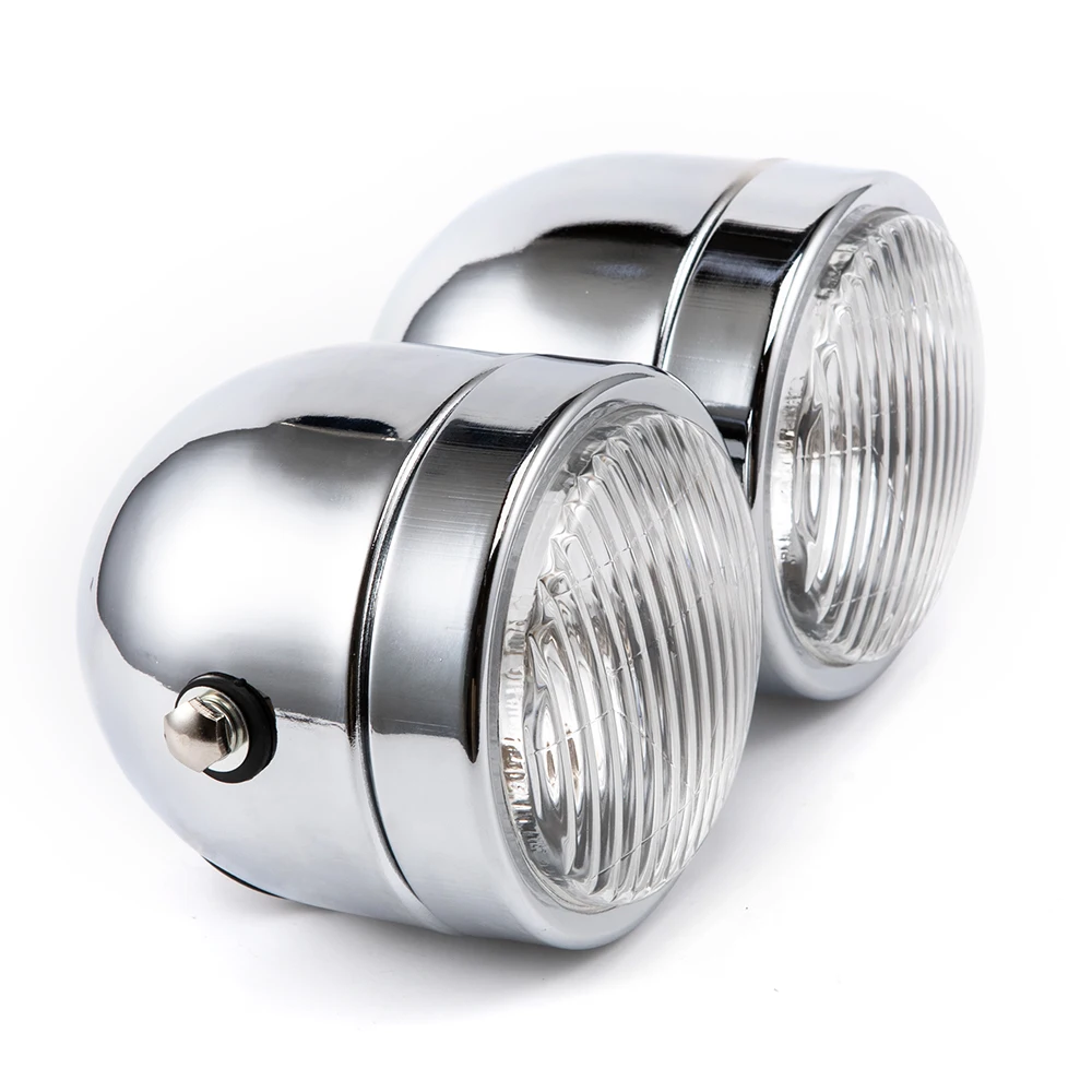 Универсальная двойная фара H4 для мотоцикла, двойная двойная лампа для Harley Softail Dyna Fat Boy FLSTF Cafe Racer Chopper Custom Bobber