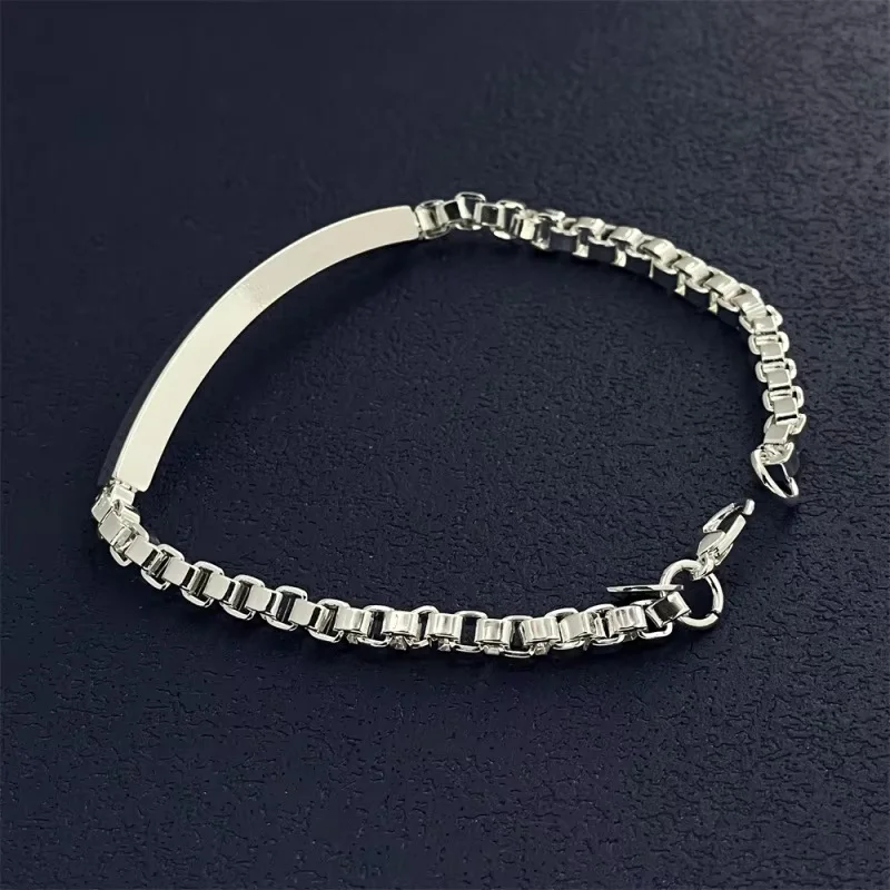 925 Sterling Silver Bracelet Medium Light Box Women's Simple Fashion Bracelet Birthday Party Wedding Anniversary Jewelry Gift