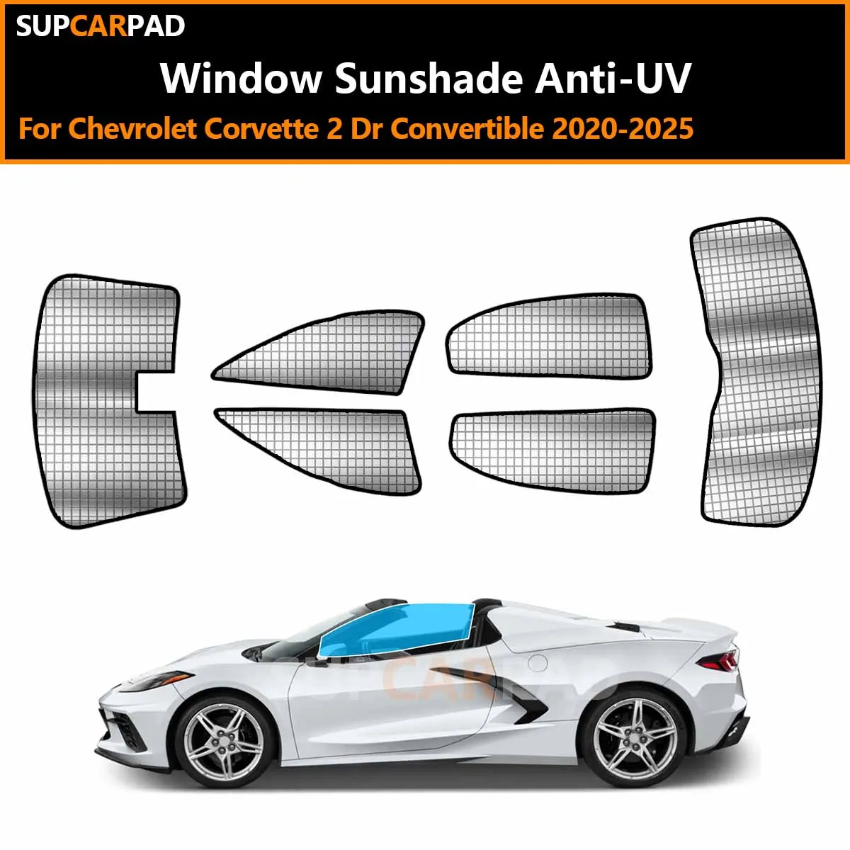 

For Chevrolet Corvette 2 Dr Convertible 2020-2025 Custom Car Window Sunshade Anti-UV Car Sun Window Visors Sunshade Covers Acces
