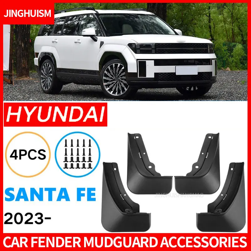 For Hyundai Santa Fe 2023-2024 Car Tire Mud Flaps Auto Accessories Vehicle Exterior Black ABS Plastic Weatherproof  Protection