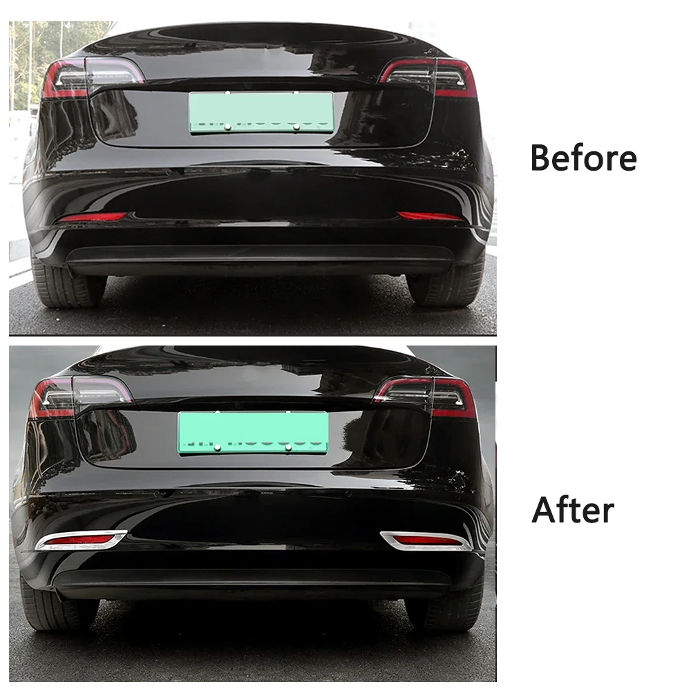 For Tesla Model 3 Rear Fog Light Foglight Lamp Ring Frame Cover Trim Black Carbon Fiber Silver Color Sticker