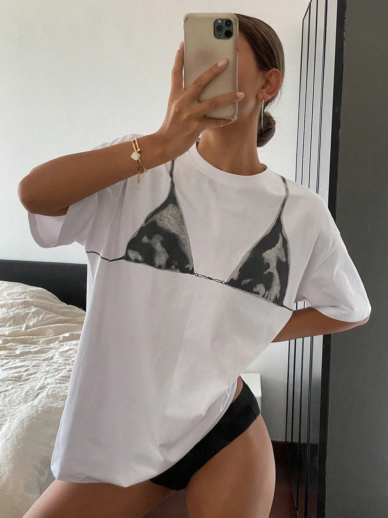 Women's Casual Printed Pattern Round Neck Short Sleeve T-Shirt Fashion Drop Shoulder Women's Summer Tops