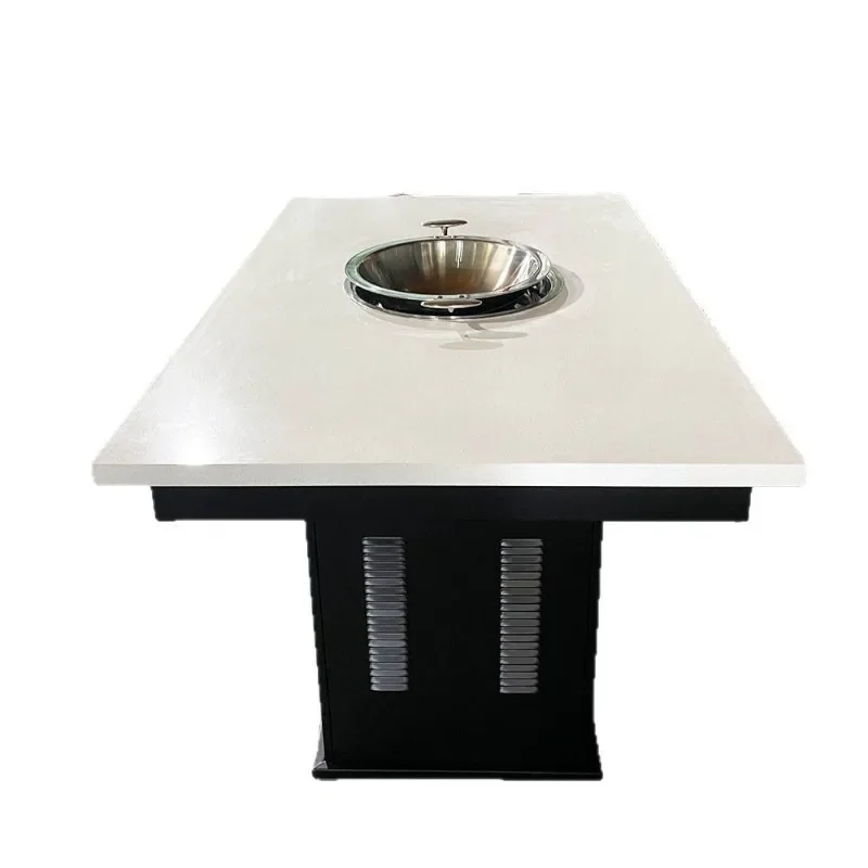 

Hot pot table Marble rock slab hot pot table Commercial self-purification string hot pot restaurant table