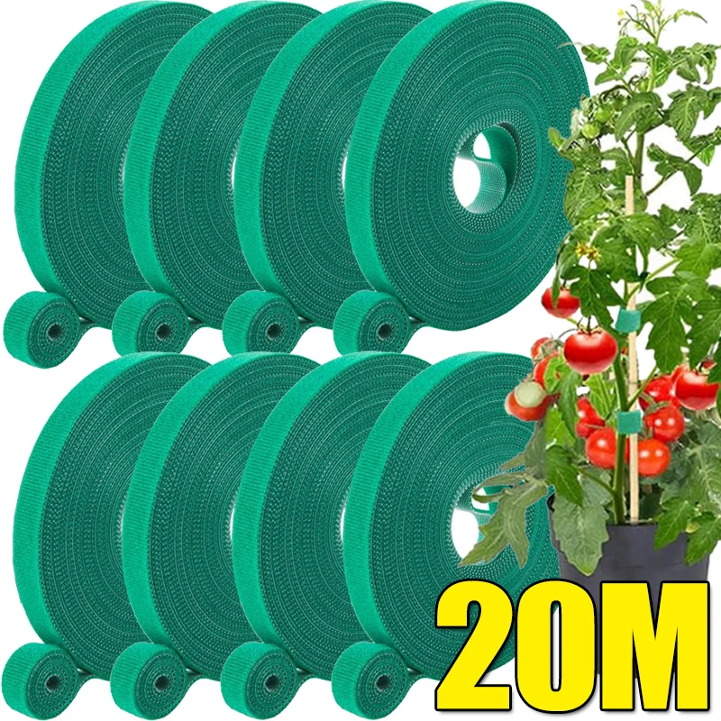 20/1M Garden Twine Plant Ties Adjustable Nylon Plant Support Bandage Hook Loop Garden Fastening Strips Cable Fixing Tie