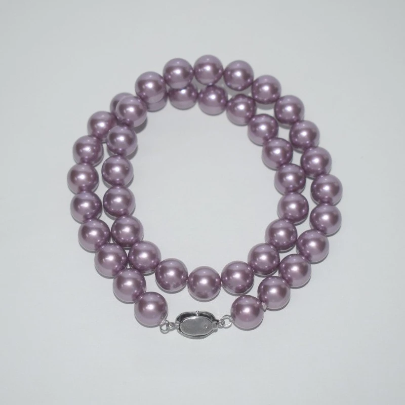 

Натуральное фиолетовое жемчужное ожерелье 10-11 мм, простое и стильное, универсальное украшение.