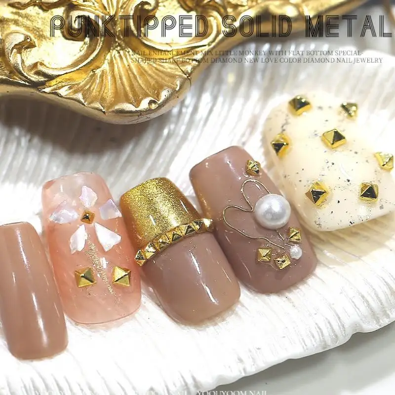200 pçs 1/1.5/2/3mm quadrado punk spikes studs ponta decoração metal rebite ornamento de unhas ouro/prata encantos diy artesanato manicure