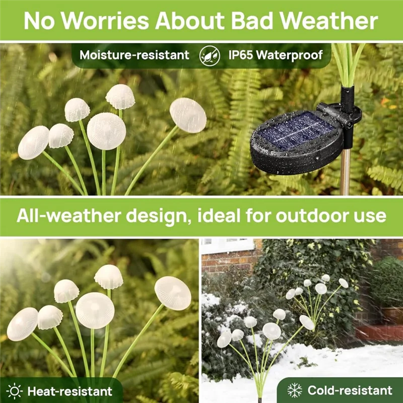 

A26F-Solar Garden Lights 6-Head LED Mushroom Lamp Jellyfish Atmosphere Light For Garden Yard Patio Pathway Decor Lawn Lamp