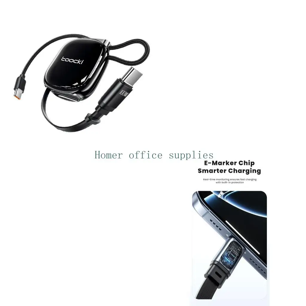 K43B Scalable USB C to USB C Cable, 480Mbps 100W Charging Cord with Pull Back Case for Office Travel and Daily Use Routines