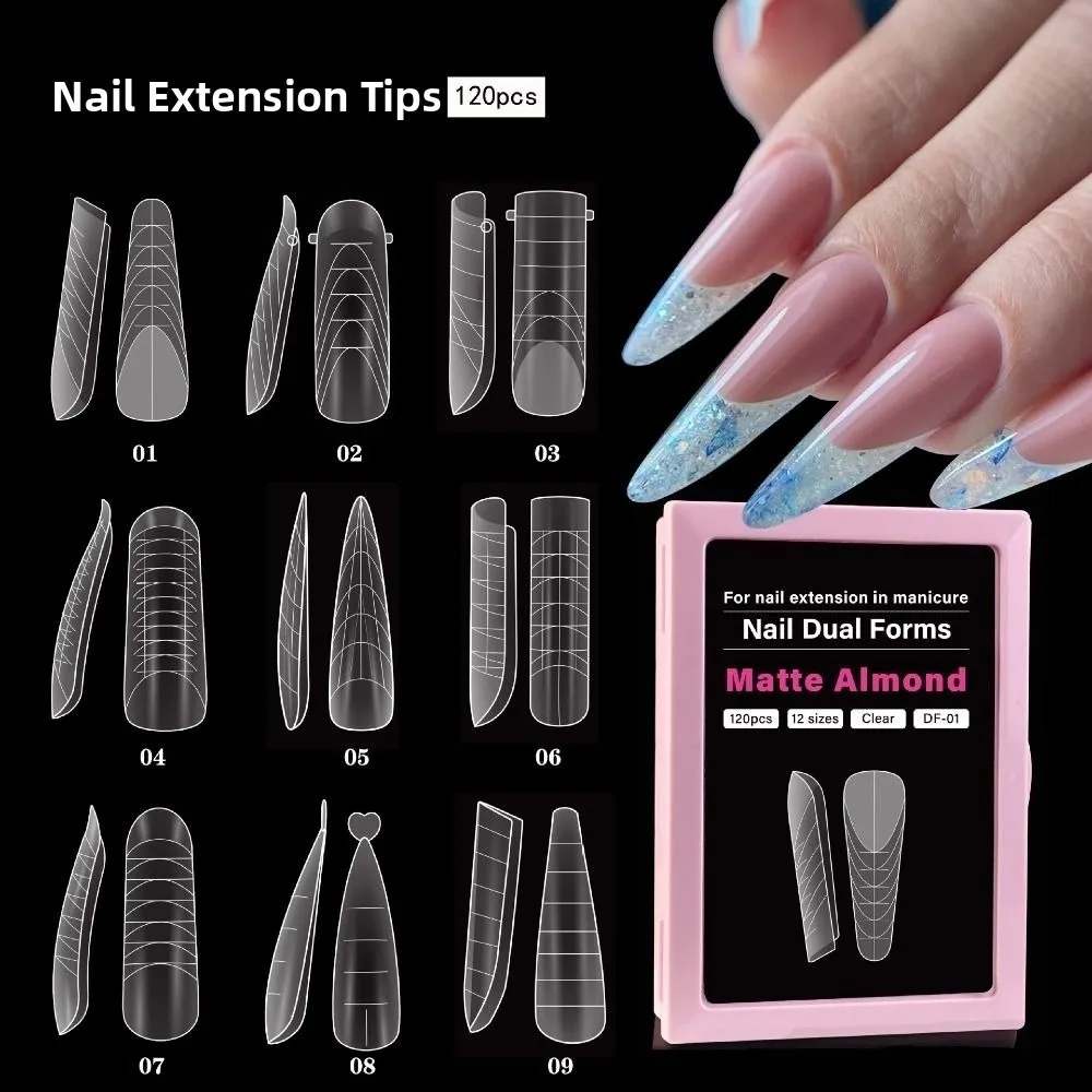 With Inner French Line French Nail Molds 12 Sizes Square Shape Acrylic Nail Art Mold Quick Extension Coffin Shape