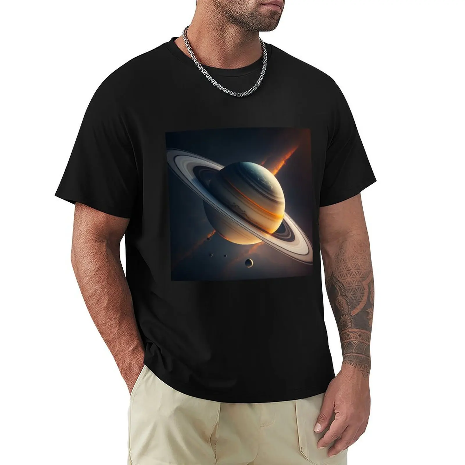 

Saturn with Moons T-Shirt blacks essential t shirt clothes for men