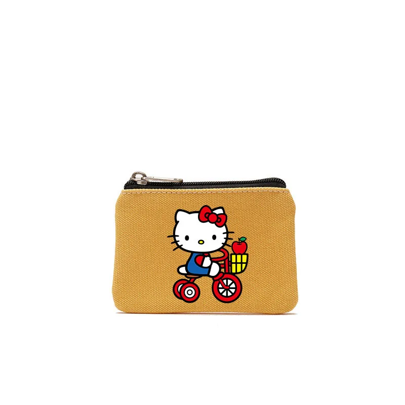 Cute Hello Kitty Mini Coin Purse Keybag Cartoon Sanrio Zipper Wallet Fashion Canvas Card Bag Portable Children Girls Gift