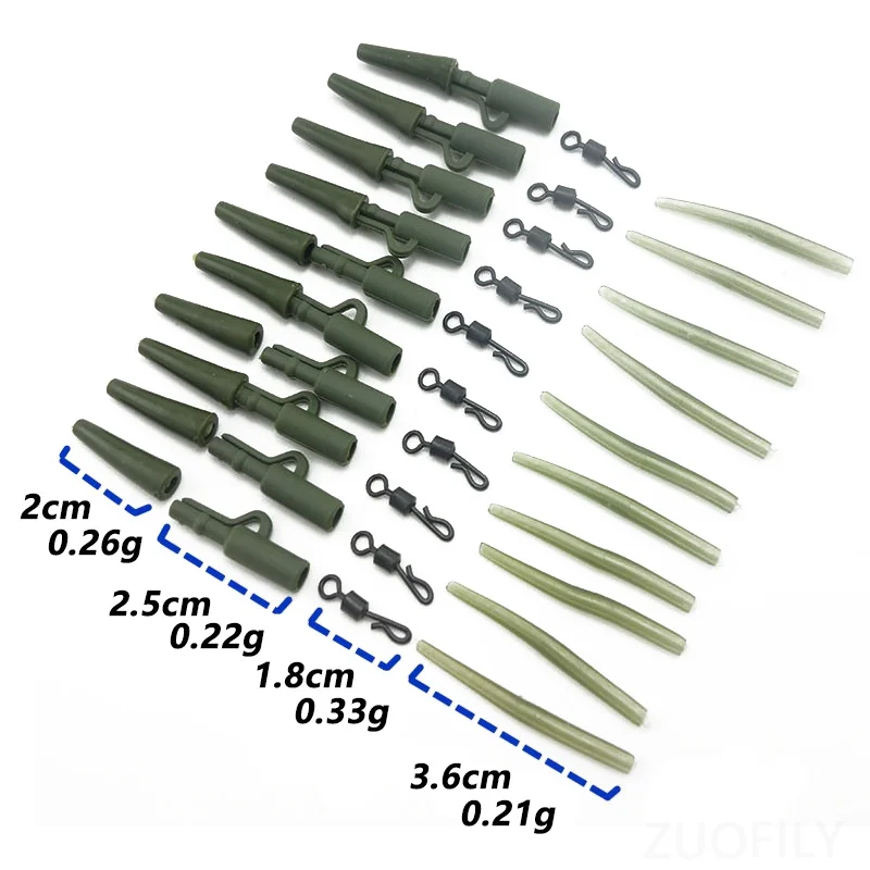 40Pcs/Lot Carp Fishing Accessory Lead Clip Quick Change Swivel Tail Rubber Anti Tie Non-Slip Sleeves For Carp Fishing Tackle