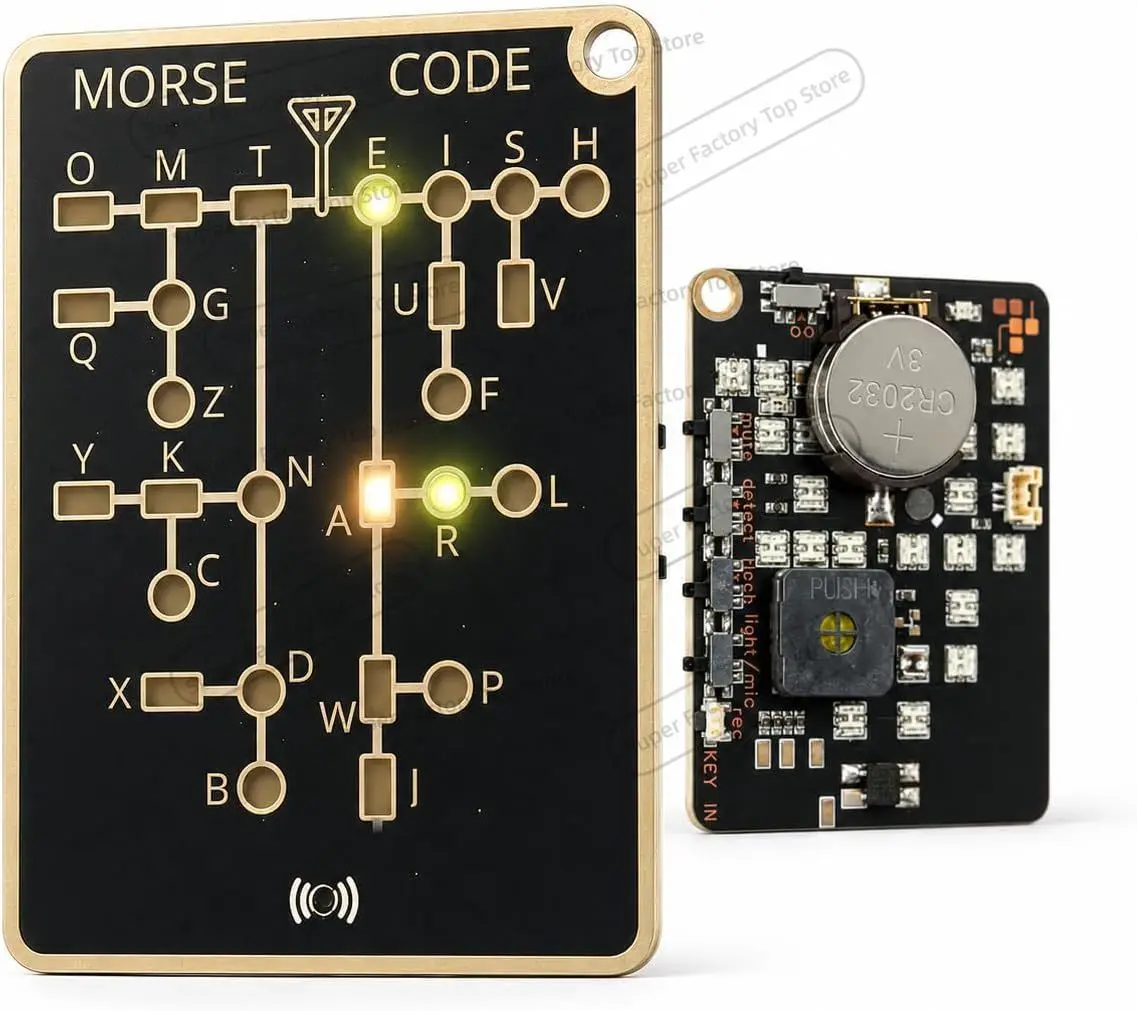 Tarjeta de Entrenamiento de Código Morse Pro, Estilo PCB Profesional con LED Interactivo y Herramienta de Práctica de Telégrafo con Audio y Retroalimentación en Tiempo Real