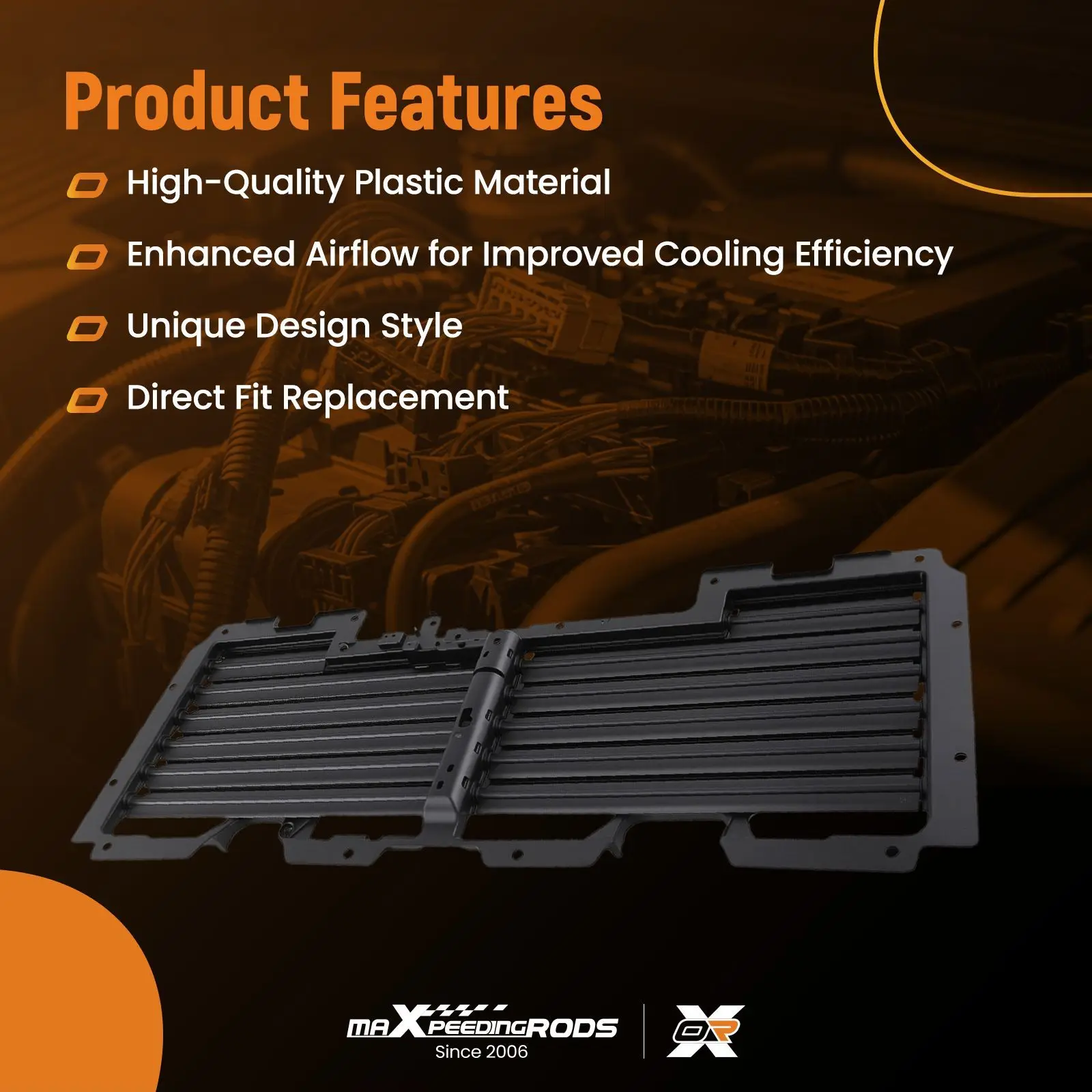 

Active Radiator for Cadillac ESV Yukon XL 2015-20 84378163 Black Plastic