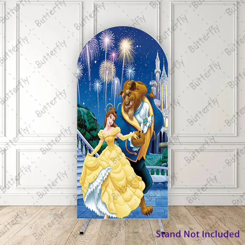 Firework Royal Garden Belle Princess Beauty And The Beast Disney Arch Backdrop Cover Girls Birthday Party Background Decoration