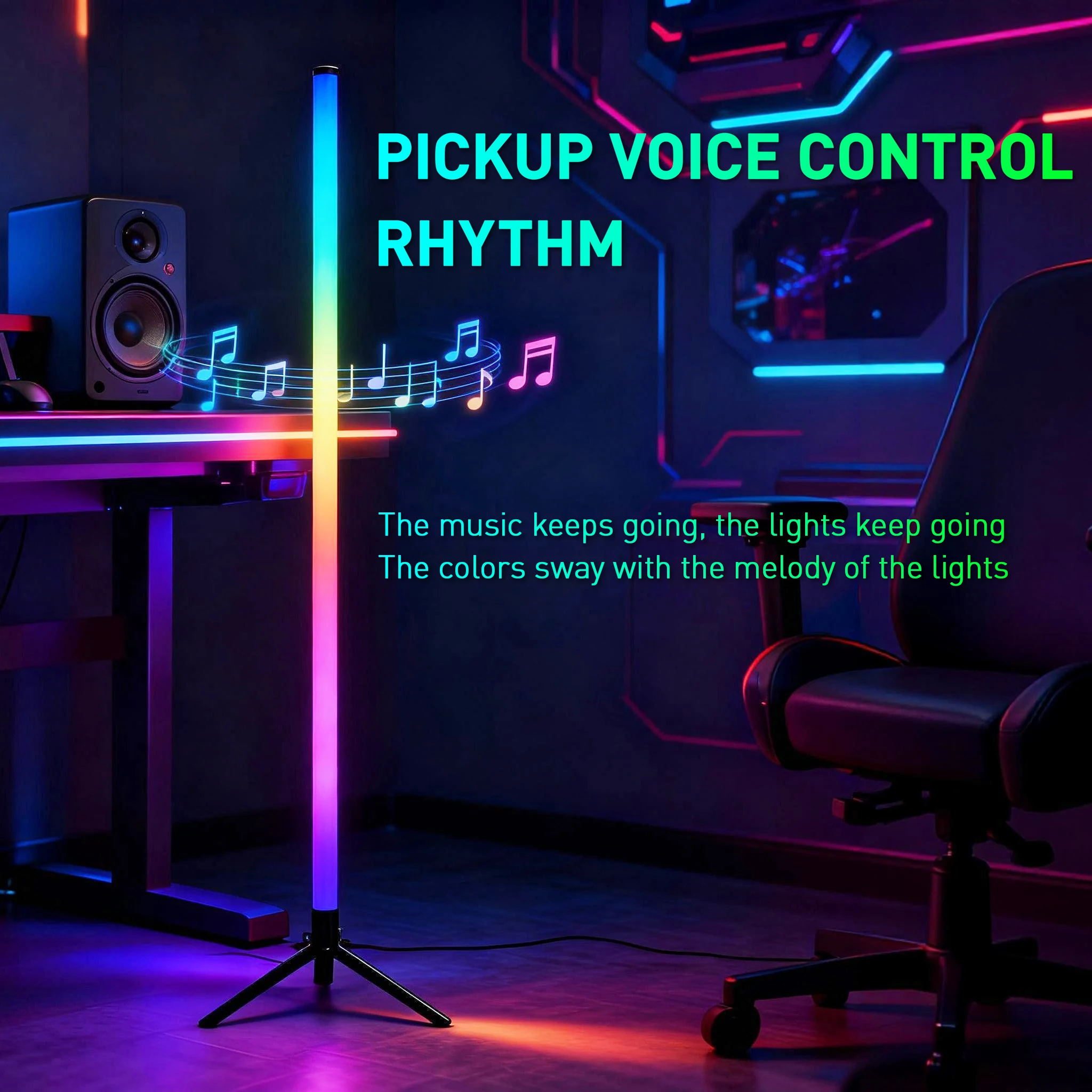 RGB LED 게임 분위기 조명 플로어 램프(리모컨 앱 - Esports Gaming App 리뷰 및 가격