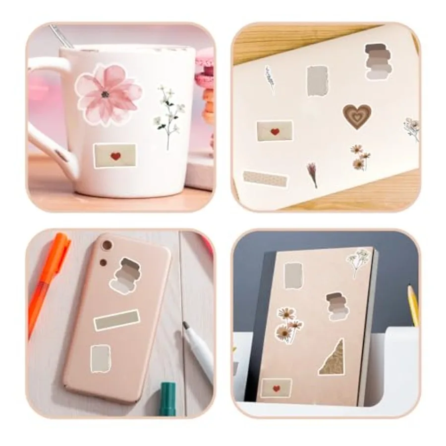 120 قطعة ملصقات عتيقة مقاومة للماء سجل القصاصات ملصق جمالي لزجاجات المياه اليومية مخطط كتيب مذكرات غير المرغوب فيها مثالية لـ Te