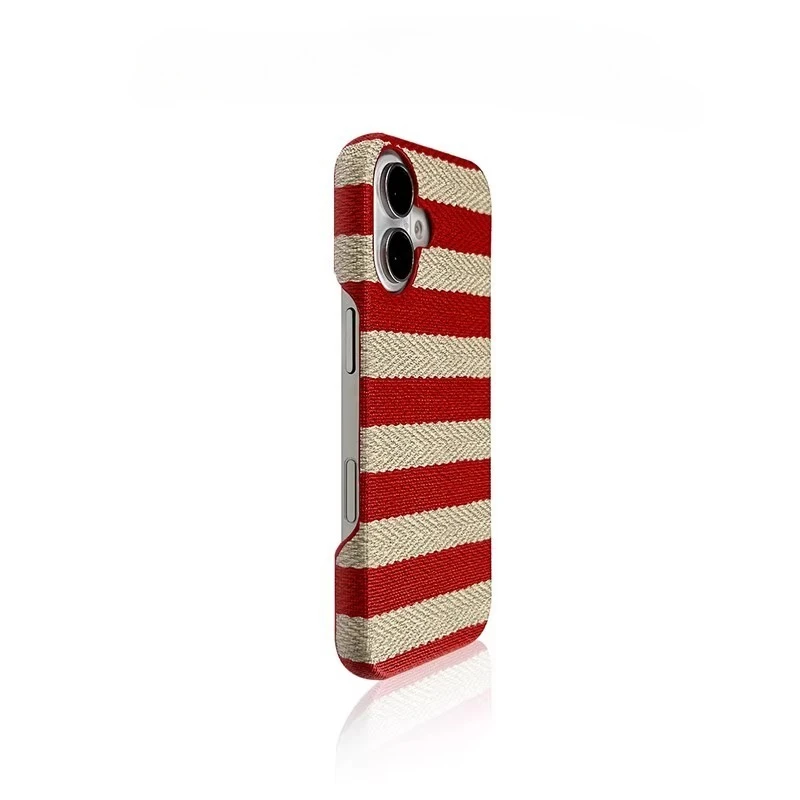 

Stripe Fiber Cloth Mobile Phone Case for iPhone 17 Air 16 15 14 Plus 13 12 11 Pro Max Hard TPU Shockproof Bumper Coque Cover