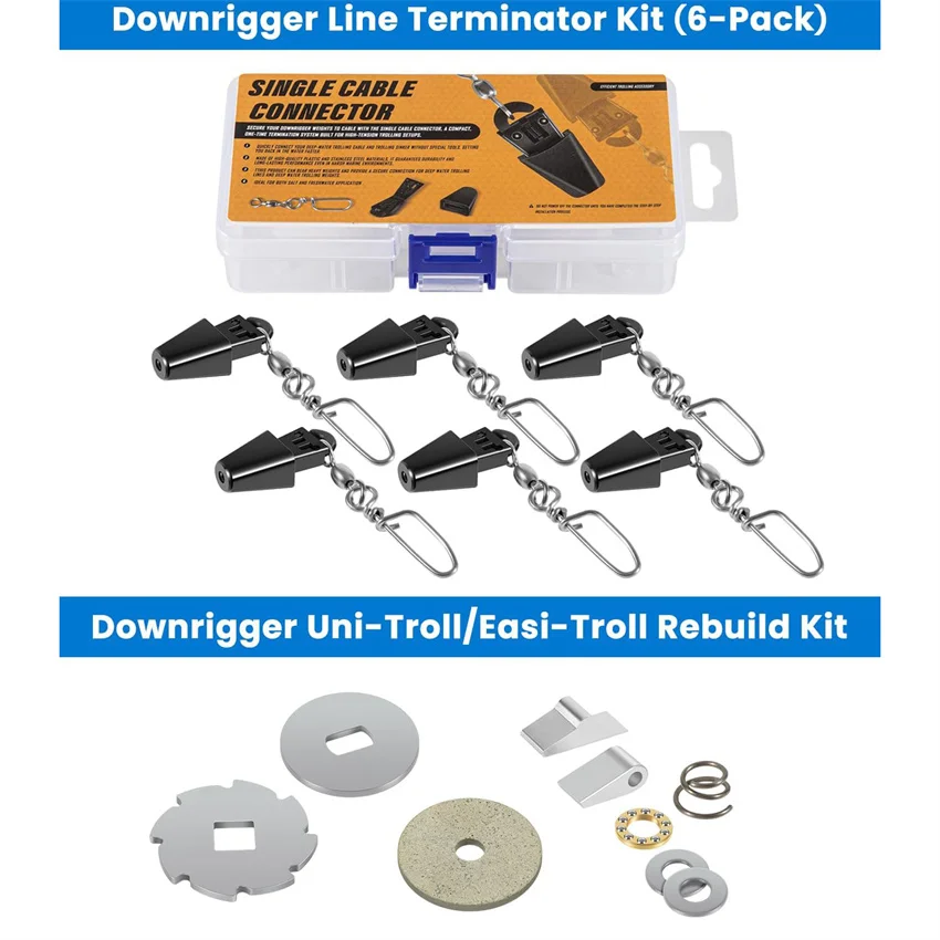 Downrigger-Kit mit Reparatur- und Terminator-Sets für die Wartung von Cannon-Hand-Downriggern + 6 werkzeuglose Leinenterminatoren für Cannon – Detail 9