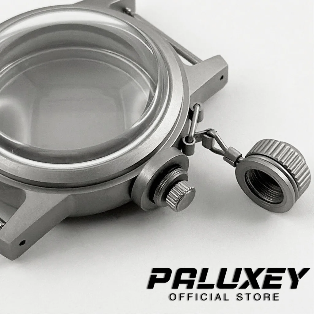 NH35 Estilo Vintage 36mm jateado de arena inoxidable Frogman caja de reloj de buceo cristal de zafiro arqueado adecuado para movimiento NH34 NH35 NH36